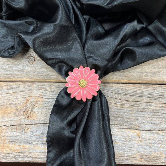 Pink Flower Enamel Scarf Slide or Tee Clip Western - Picture 2 of 2